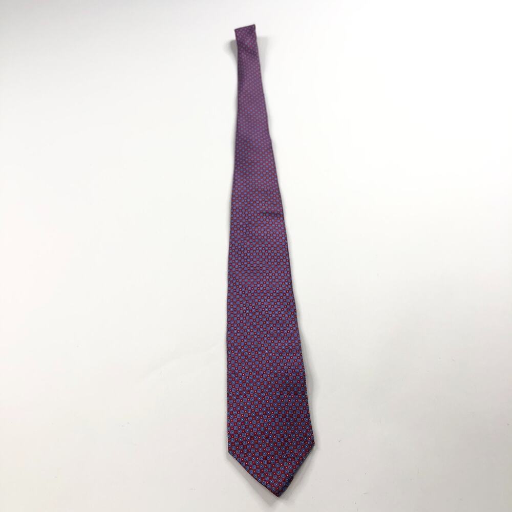 Brooks Brothers 346 Pure Silk Neck Tie Geometric All Over Print 57-in Red Blue
